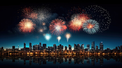 Obraz premium Happy New Year. Cityscape background
