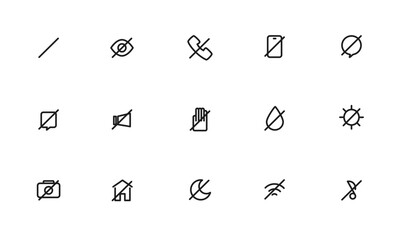 禁止、不可を表すアイコンセット/スラッシュ/使用不可/使用禁止/イラスト/ベクター