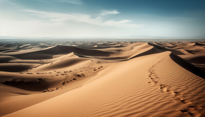Fototapeta na wymiar Tranquil striped sand dunes in arid Africa, a majestic landscape generated by AI