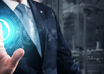 abstract hi tech background, science or infospace hologram, business or technical concept created with generative ai technology