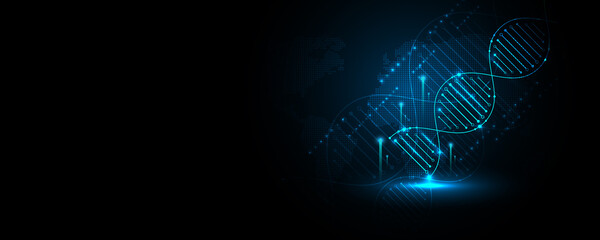 Abstract background image, technology concept, cell, DNA, molecule.