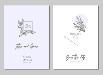 Fototapeta na wymiar Set of floral invitation, rsvp, save the date card design. Floral card stylish design. Vector template
