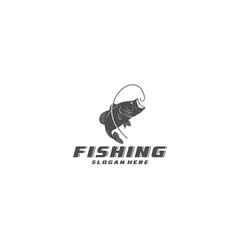fishing logo template vector in white background