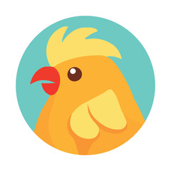 Cute cartoon rooster on blue background