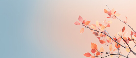 a branch with orange and white leaves against a pale sky Generated by AI