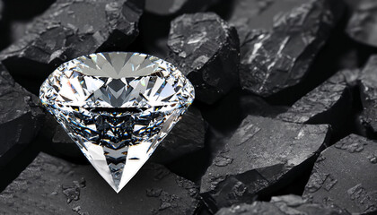 diamond on black coal background