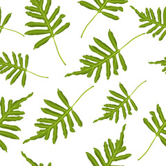 Green leaf vector seamless pattern. Image of summer natural plants. Illustration for wallpaper.