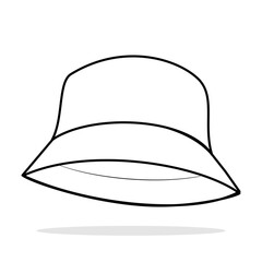 Bucket hat technical fashion illustration. hat template vector illustration. front view. white colour. CARD mockup. Editable stroke.