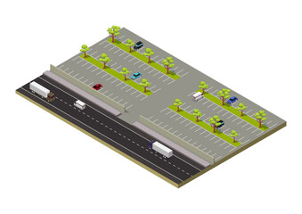 Isometric parking area for car. © syafak