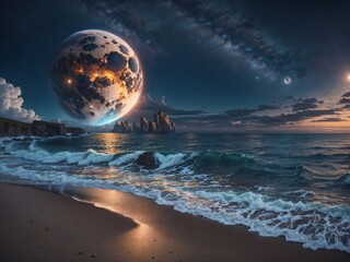 Interstellar Beach concept, with calming waves.