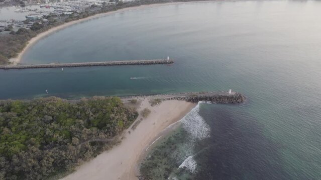 Rock Wall Point Cartwright And Rock Wall Mooloolaba In Sunshine Coast, QLD, Australia. - aerial