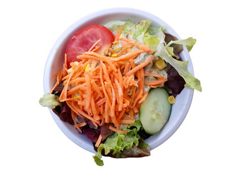 Small mixed salad in a bowl isolated png file