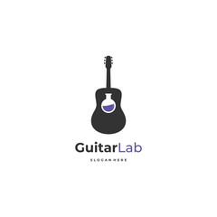 Obraz premium guitar lab logo design on isolated background