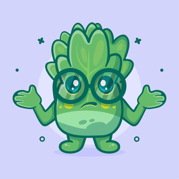 recommend clip art: funny lettuce vegetable character mascot with confused gesture isolated cartoon in flat style design 