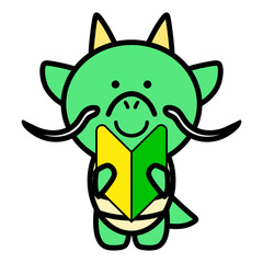 初心者マークを手に持つ辰　イラスト