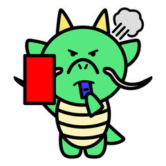 レッドカードを出す辰　イラスト