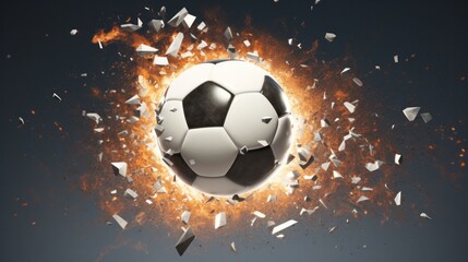 Naklejka premium Soccer ball on blurred stadium background, 3d illustration.
