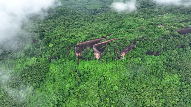 3 Whale Rock. Aerial view of Three whale stones in Phu Sing National, Bueng Kan, Thailand.