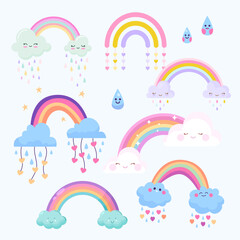 vector flat rainbow de amor decoration element collection