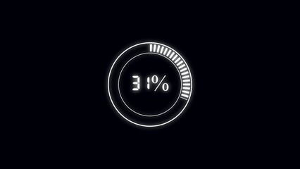 Circle loading 0 t0 100 
percentage . uploading waiting  animation . and motion 4k video 