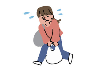 重い買い物荷物を持つ主婦　調理キット配送サービス、お弁当宅配サービスに関するイラスト