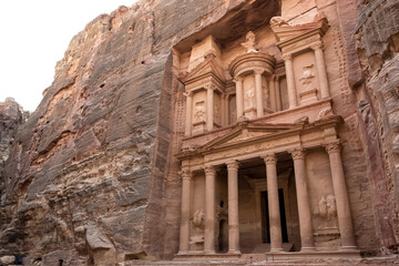View of Al-Khazneh (The Treasury), one of the most elaborate temples in Petra, an ancient city of...