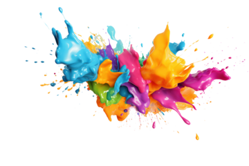 Explosion of colored oil paint  isolated on white background.