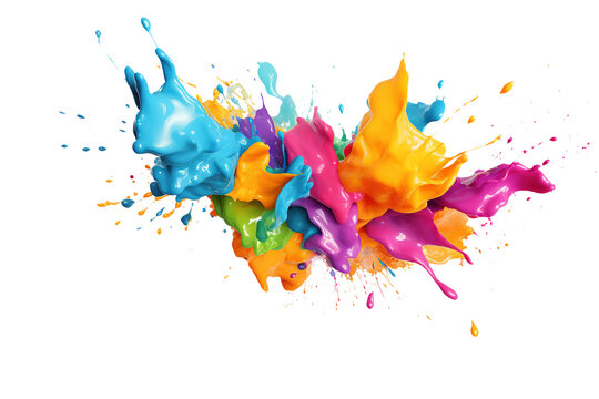 Explosion of colored oil paint  isolated on white background.