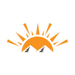 mountain and sun logo vector illustration
