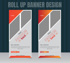 Roll Up Banner Design Template For Fashion sale .