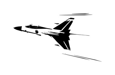 Fototapeta na wymiar The illustrations and clipart. A black-and-white silhouette of a plane 