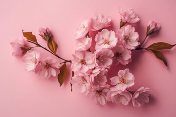 Cherry blossom on pink background, cherry blossom on pink background