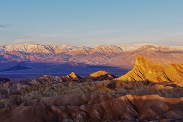 sunrise in the mountains in Death Valley