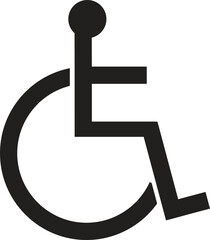 Disabled sign icon illustration.Human on wheelchair handicapped symbol. 