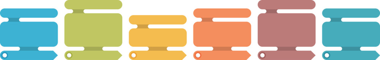 Horizontal timeline template with six arrows