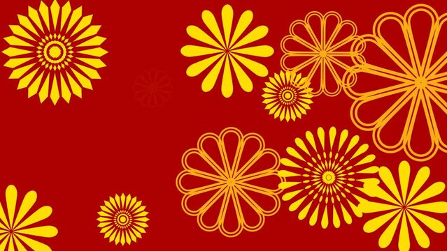 flower move, Animated yellow flower background image on red background.