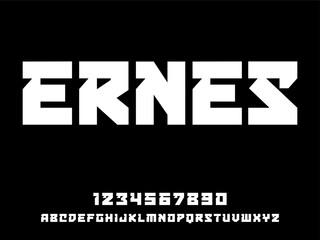 ERNES, Modern condensed elegant and stencil sans serif display font vector.