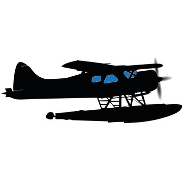 recommend clip art: Silhouette of a seaplane isolated on white