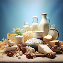 Fototapeta na wymiar Assortment of dairy products concept