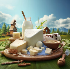 Assortment of dairy products concept