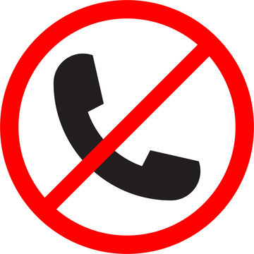 No phone sign flat icon. No talking and calling icon. Red cell prohibition illustration for graphic design, logo, web site, social media, mobile app, ui illustration