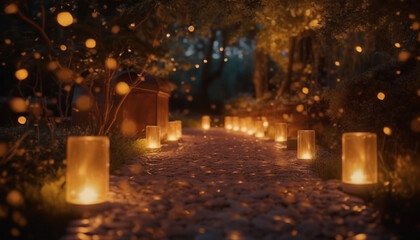 Celebration of Christianity in Winter Glowing Candlelight Illuminates Nature Beauty generated by AI