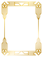 Art Deco gold frame vintage frame line geometric wedding label card frame png transparent background