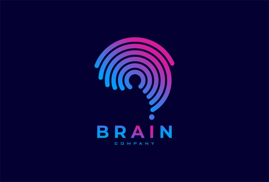 Brain Logo, modern brain logo with line style, flat design logo template  , vector illustration