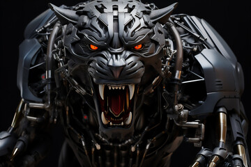 Black Panther Robot illustration using generative AI tools