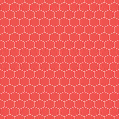 Red honeycomb pattern. Honeycomb vector pattern. Honeycomb pattern.  Seamless geometric pattern for floor, wrapping paper, backdrop, background, gift card, decorating.