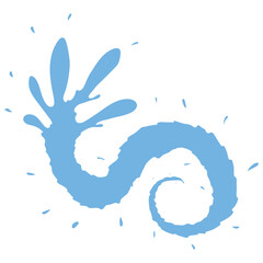 Water splash and swirl pattern. Liquid splashes in spiral shape. White background.