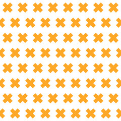 Orange cross pattern. Cross vector pattern. Cross pattern.  Seamless geometric pattern for clothing, wrapping paper, backdrop, background, gift card, decorating.