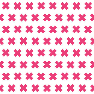 Pink cross pattern. Cross vector pattern. Cross pattern.  Seamless geometric pattern for clothing, wrapping paper, backdrop, background, gift card, decorating.