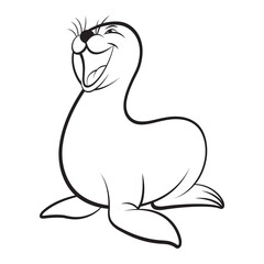 happy walrus vector cartoon